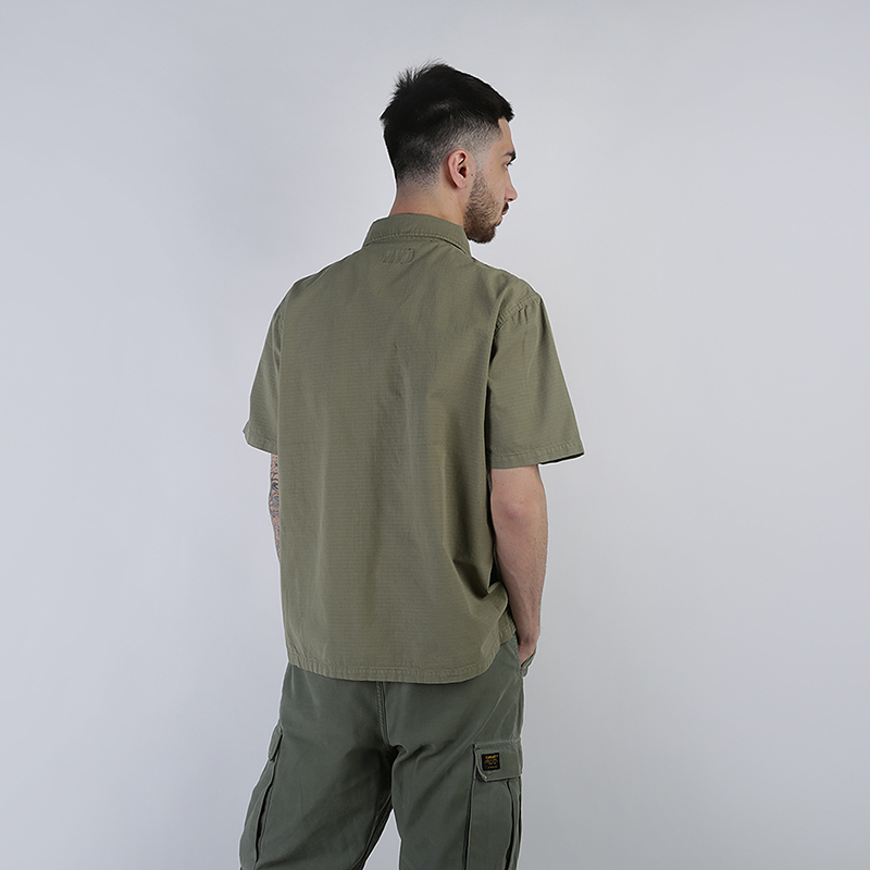 мужская зеленая рубашка Stussy Jungle Shirt 1110036-olive - цена, описание, фото 3